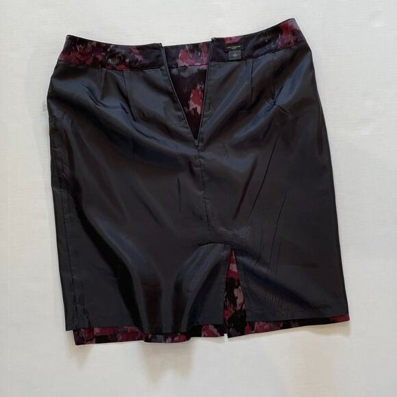 Ann Taylor Black Purple Pink Watercolor Abstract Floral Print Pencil Skirt 12 - Picture 5 of 10